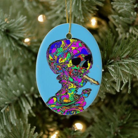 Van Gogh Calavera raucht Zigarette Keramik Ornament (Baum)