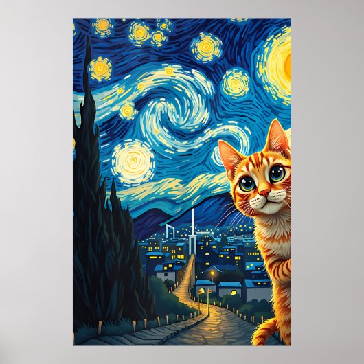 van Gogh Cat Art Poster (Vorne)