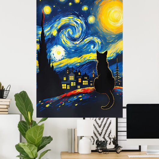 van Gogh Cat Art Poster (Heimbüro)