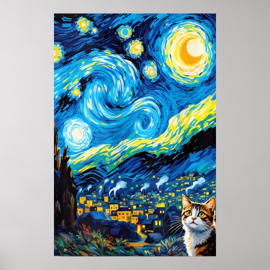 van Gogh Cat Art Poster (Vorne)