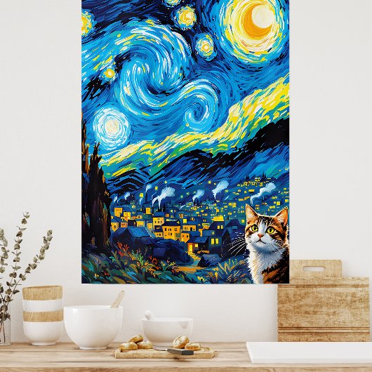 van Gogh Cat Art Poster (Küche)