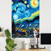 van Gogh Cat Art Poster (Heimbüro)