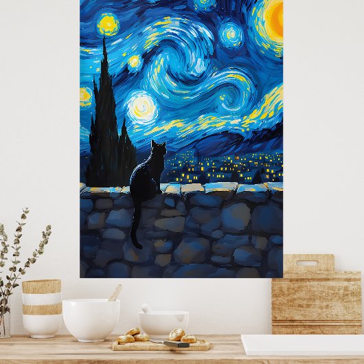 van Gogh Cat Art Poster (Küche)