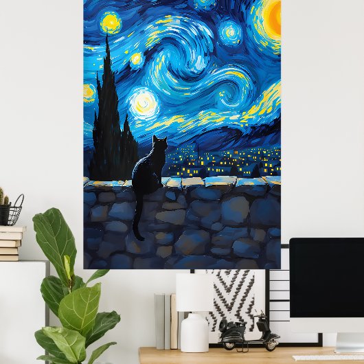 van Gogh Cat Art Poster (Heimbüro)
