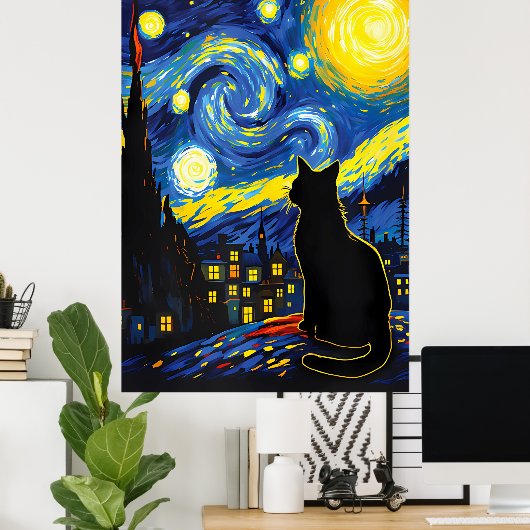 van Gogh Cat Art Poster (Heimbüro)