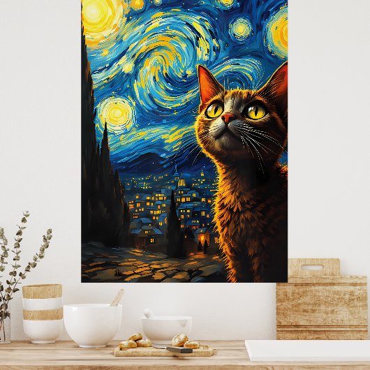 van Gogh Cat Art Poster (Küche)