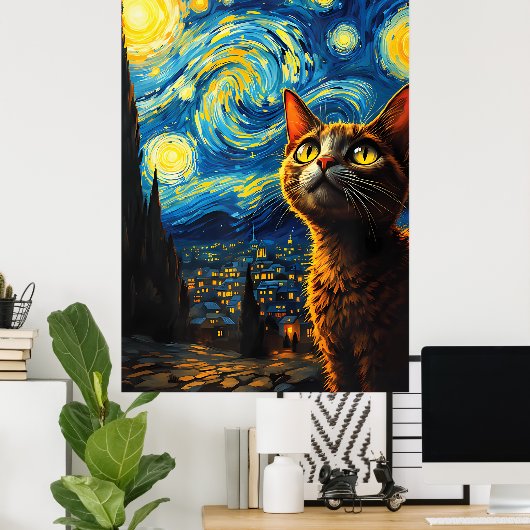 van Gogh Cat Art Poster (Heimbüro)