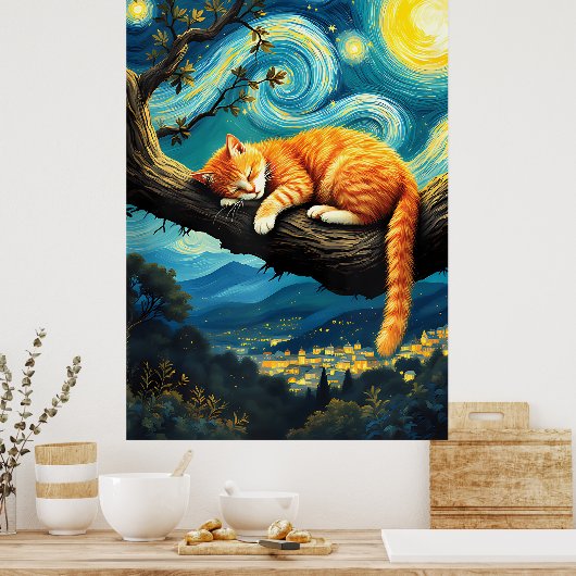 van Gogh Cat Art Poster (Küche)