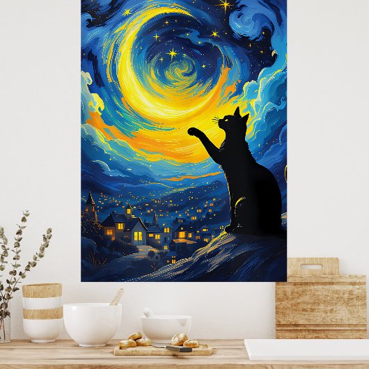 van Gogh Cat Art Poster (Küche)