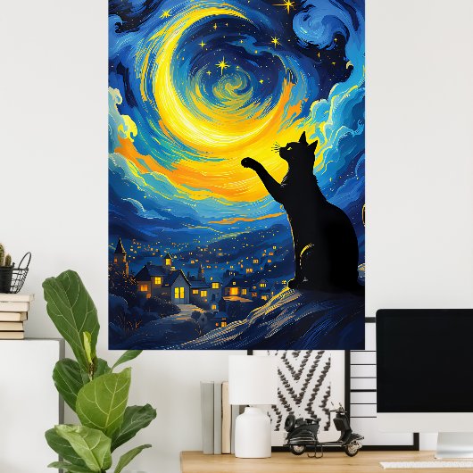 van Gogh Cat Art Poster (Heimbüro)