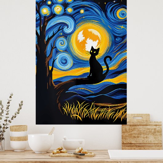 van Gogh Cat Art Poster (Küche)