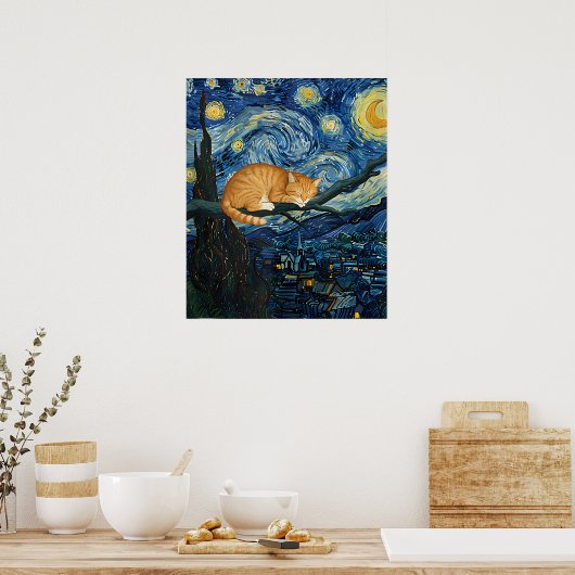 van Gogh Cat Art Poster (Küche)