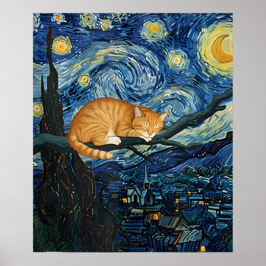 van Gogh Cat Art Poster (Vorne)