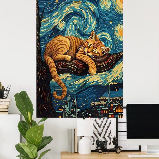 van Gogh Cat Art Poster (Heimbüro)