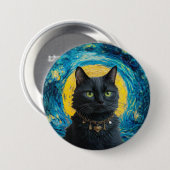 Van Gogh Cat Goth Cat Black Cats Button (Vorne & Hinten)