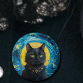 Van Gogh Cat Goth Cat Black Cats Button