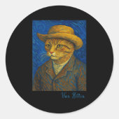 Van Gogh Cat Kitten Lover Self Rtrait Artist Style Runder Aufkleber (Vorderseite)