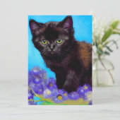 Van Gogh Cat und Blume Einladung (Stehend Vorderseite)