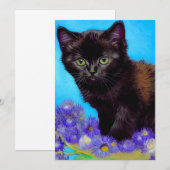 Van Gogh Cat und Blume Einladung (Vorne/Hinten)