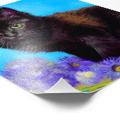 Van Gogh Cat und Blume Fotodruck (Ecke)