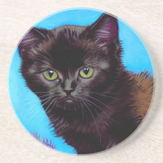 Van Gogh Cat und Blume Getränkeuntersetzer (Vorne)