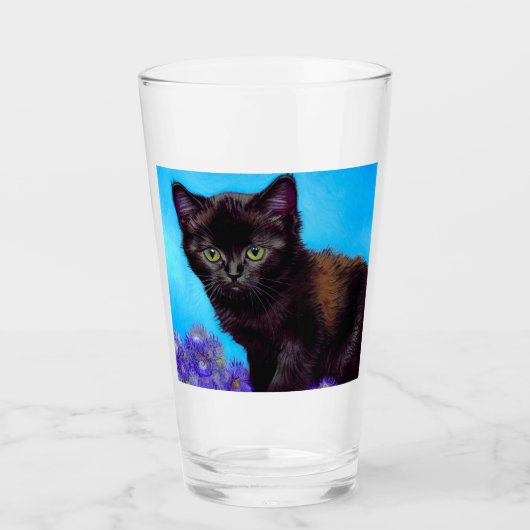 Van Gogh Cat und Blume Glas (Vorderseite)