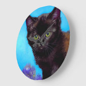 Van Gogh Cat und Blume Große Wanduhr (Winkel)