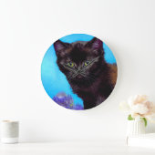 Van Gogh Cat und Blume Große Wanduhr (Zuhause)