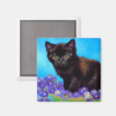 Van Gogh Cat und Blume Magnet (Vorderseite/Rückseite)
