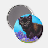 Van Gogh Cat und Blume Magnet (Vorderseite/Rückseite)