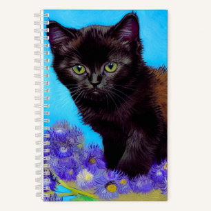 Van Gogh Cat und Blume Notizblock