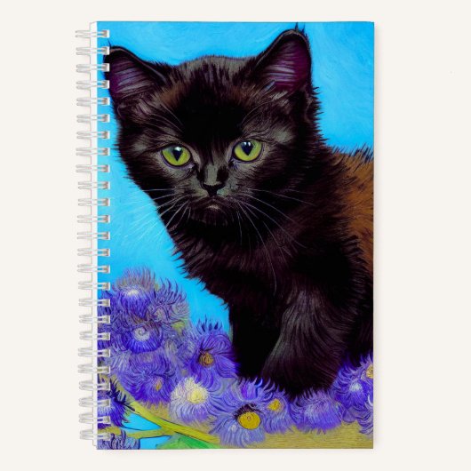 Van Gogh Cat und Blume Notizblock (Vorderseite)