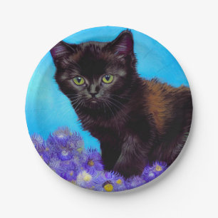 Van Gogh Cat und Blume Pappteller