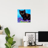 Van Gogh Cat und Blume Poster (Heimbüro)