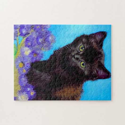 Van Gogh Cat und Blume Puzzle (Horizontal)