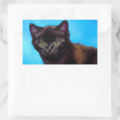Van Gogh Cat und Blume Rechteckiger Aufkleber (Tasche)