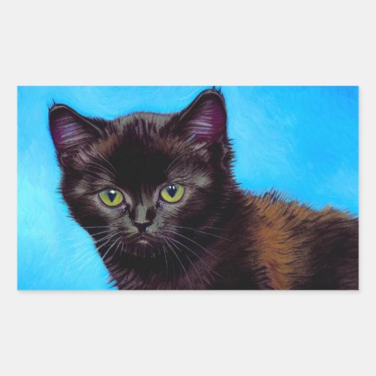Van Gogh Cat und Blume Rechteckiger Aufkleber (Vorderseite)