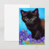 Van Gogh Cat und Blume RSVP Karte (Vorne/Hinten)