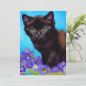 Van Gogh Cat und Blume Save The Date (Stehend Vorderseite)