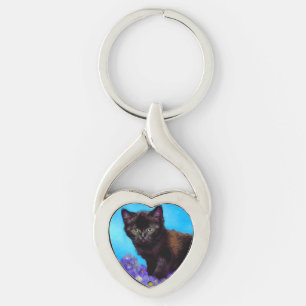 Van Gogh Cat und Blume Schlüsselanhänger