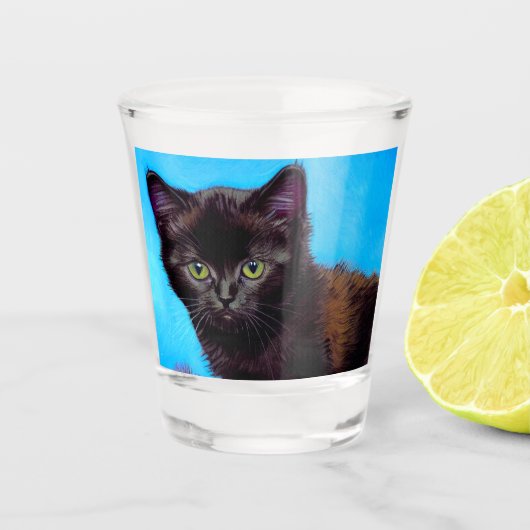 Van Gogh Cat und Blume Schnapsglas (Vorderseite)