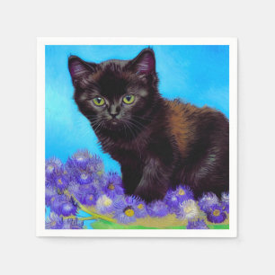 Van Gogh Cat und Blume Serviette