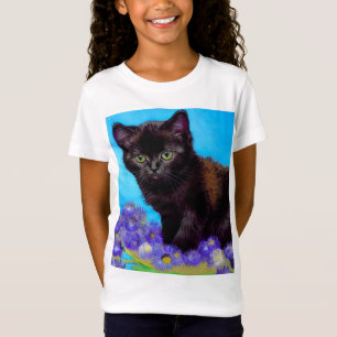 Van Gogh Cat und Blume T-Shirt