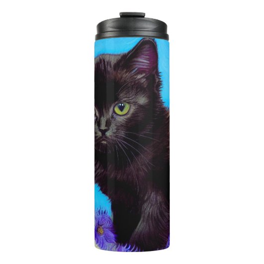 Van Gogh Cat und Blume Thermosbecher (Vorderseite)