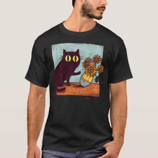 Van Gogh Cats und Blume T-Shirt