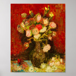 Van Gogh Chinesische Astern und Gladiolen Poster