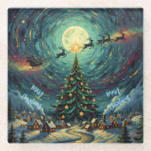 Van Gogh Christmas Glass Coaster Winter Village Glasuntersetzer (Vorderseite)