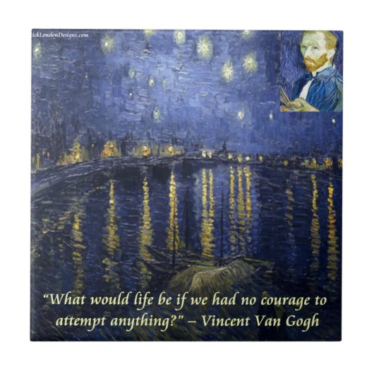Van Gogh Courage Zitat Fliese (Vorderseite)