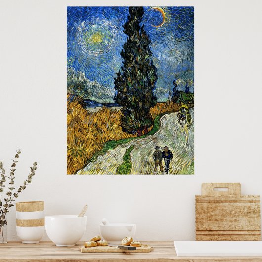 Van Gogh - Cypress gegen einen Starry Sky Poster (Küche)