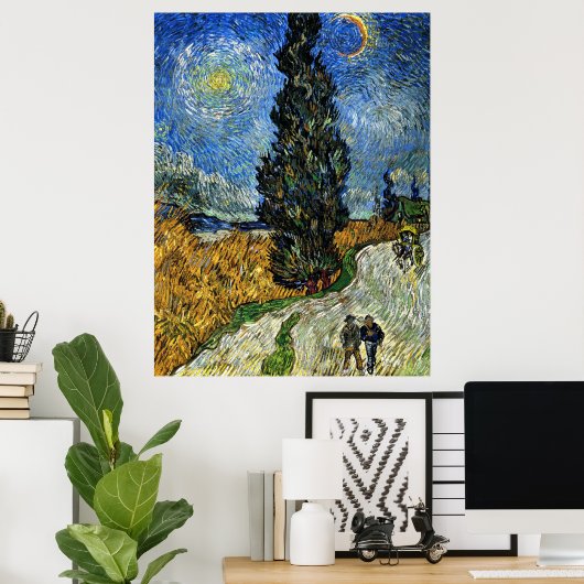 Van Gogh - Cypress gegen einen Starry Sky Poster (Heimbüro)